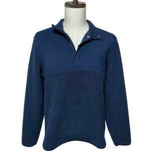Under Armour Golf Sweater Large Blue Fleece Pile Half Snap T Pullover Loose Fit